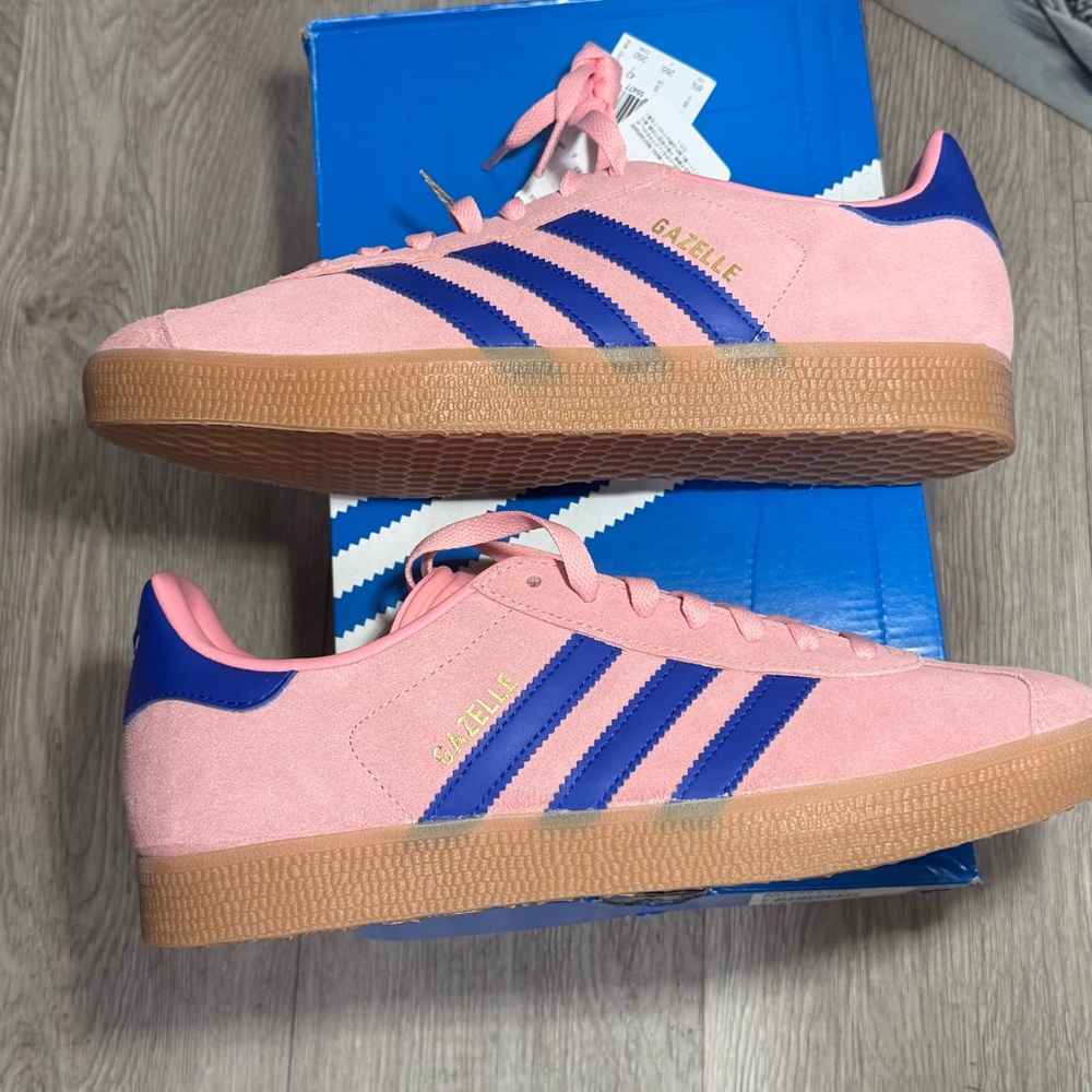 New Adidas Originals Gazelle Semi Pink Spark Lucid Blue Casual Shoes Sneaker - Picture 9 of 13